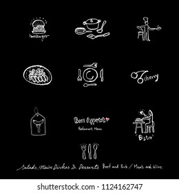 Restaurant poster / Sketchy food menu illustrations - vector