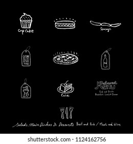 Restaurant poster / Sketchy food menu illustrations - vector