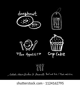 Restaurant poster / Sketchy food menu illustrations - vector