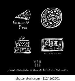 Restaurant poster / Sketchy food menu illustrations - vector