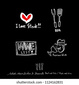 Restaurant poster / Sketchy food menu illustrations - vector