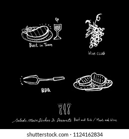 Restaurant poster / Sketchy food menu illustrations - vector