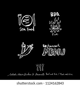 Restaurant poster / Sketchy food menu illustrations - vector