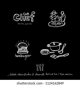 Restaurant poster / Sketchy food menu illustrations - vector