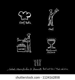 Restaurant poster / Sketchy food menu illustrations - vector
