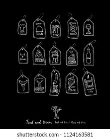 Restaurant poster / Sketchy food menu illustrations - vector
