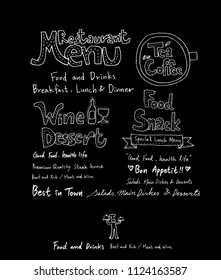 Restaurant poster / Sketchy food menu illustrations - vector