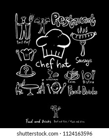 Restaurant poster / Sketchy food menu illustrations - vector