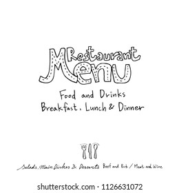 Restaurant poster / Sketchy food menu illustrations - vector