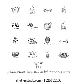 Restaurant poster / Sketchy food menu illustrations - vector