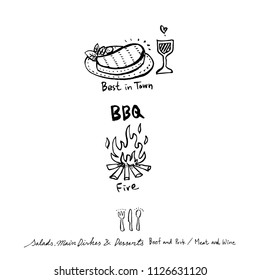 Restaurant poster / Sketchy food menu illustrations - vector