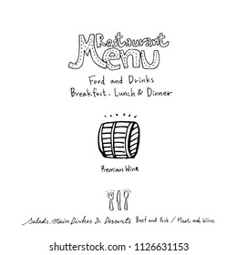 Restaurant poster / Sketchy food menu illustrations - vector