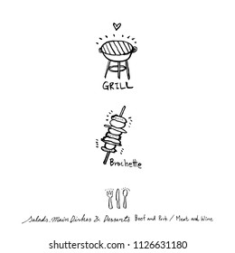 Restaurant poster / Sketchy food menu illustrations - vector