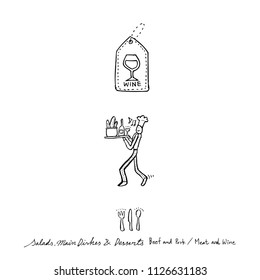 Restaurant poster / Sketchy food menu illustrations - vector