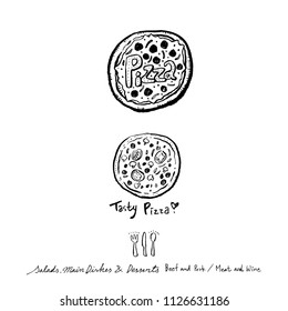 Restaurant poster / Sketchy food menu illustrations - vector