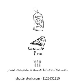 Restaurant poster / Sketchy food menu illustrations - vector