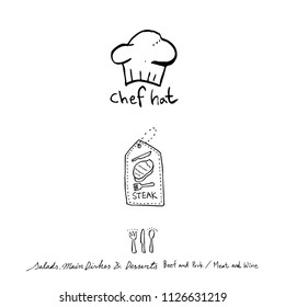 Restaurant poster / Sketchy food menu illustrations - vector