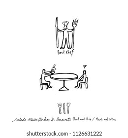Restaurant poster / Sketchy food menu illustrations - vector