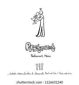 Restaurant poster / Sketchy food menu illustrations - vector