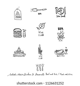 Restaurant poster / Sketchy food menu illustrations - vector