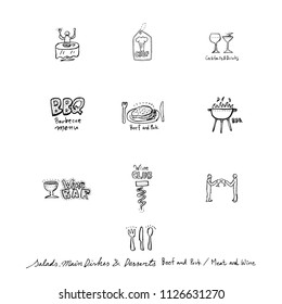 Restaurant poster / Sketchy food menu illustrations - vector