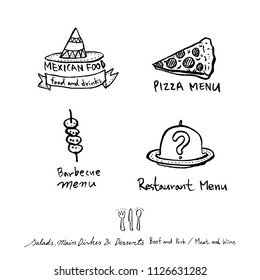 Restaurant poster / Sketchy food menu illustrations - vector