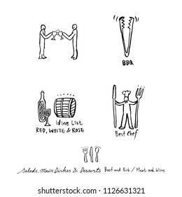 Restaurant poster / Sketchy food menu illustrations - vector