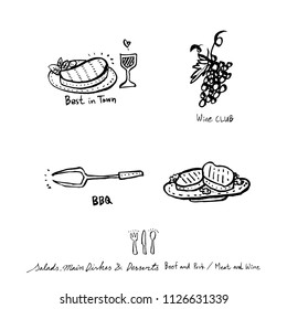 Restaurant poster / Sketchy food menu illustrations - vector