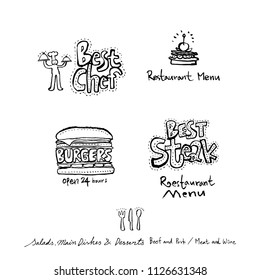 Restaurant poster / Sketchy food menu illustrations - vector