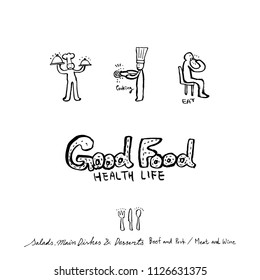 Restaurant poster / Sketchy food menu illustrations - vector