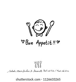 Restaurant poster / Sketchy food menu illustrations - vector