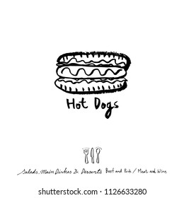 Restaurant poster / Sketchy food menu illustrations - vector
