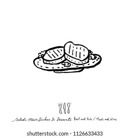 Restaurant poster / Sketchy food menu illustrations - vector