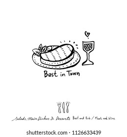 Restaurant poster / Sketchy food menu illustrations - vector