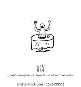 Restaurant poster / Sketchy food menu illustrations - vector
