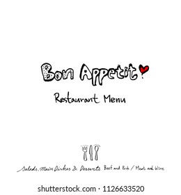 Restaurant poster / Sketchy food menu illustrations - vector