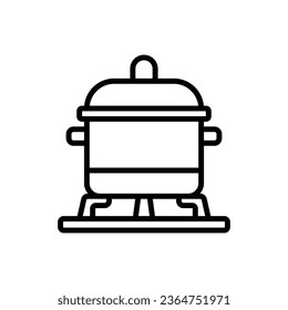 Ilustración del vector de iconos de contorno de la olla de restaurante