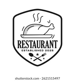 Restaurant premium logo emblem vector design black and white