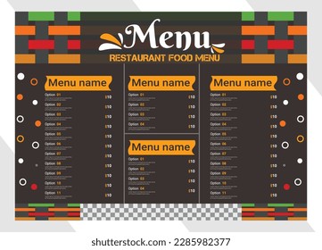 Restaurant professional corporate food menu card design .social media post creative restaurant menu food