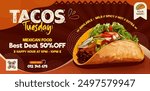 Restaurant promotion background, Mexican food Tacos tuesday banner design template