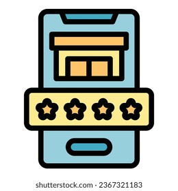 Restaurant raiting icon outline vector. Shop food. Meal bar color flat