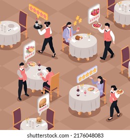 Restaurant Rating Illustration With Guests Giving 5 Stars Rating Vector Illustration