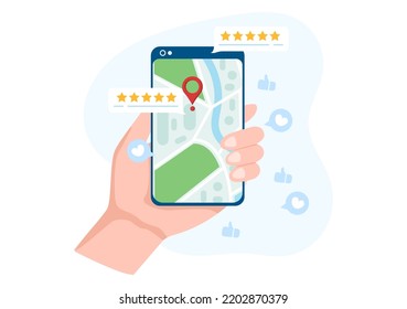 Restaurant Rating Review Template Hand Drawn Cartoon Flat Illustration with Customer Feedback, Rate Star, Expert Opinion and Online Survey