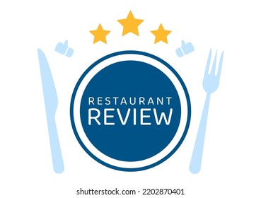 Restaurant Rating Review Template Hand Drawn Cartoon Flat Illustration with Customer Feedback, Rate Star, Expert Opinion and Online Survey