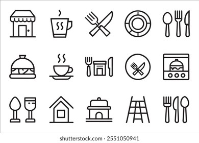 
Restaurante relacionado ícone editável conjunto isolado vetor plano ilustração fundo branco.