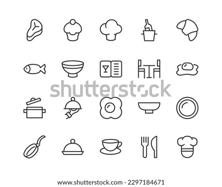 restaurant related icon set. Editable stroke. Pixel Perfect 24x24px icons