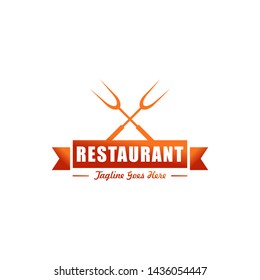 Restaurant or resto, cafe, food court logo design template orange color