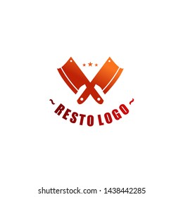 Restaurant or resto, cafe, food court logo design template orange color