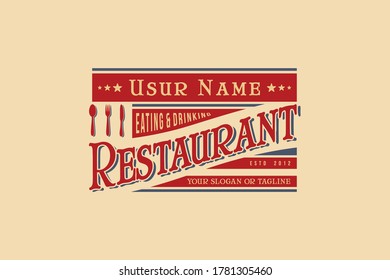 Restaurant retro logo design vector template