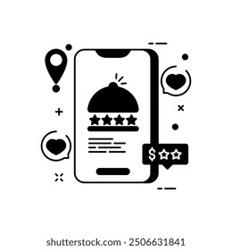 Restaurant Review Glyph Icon, Vector illustration